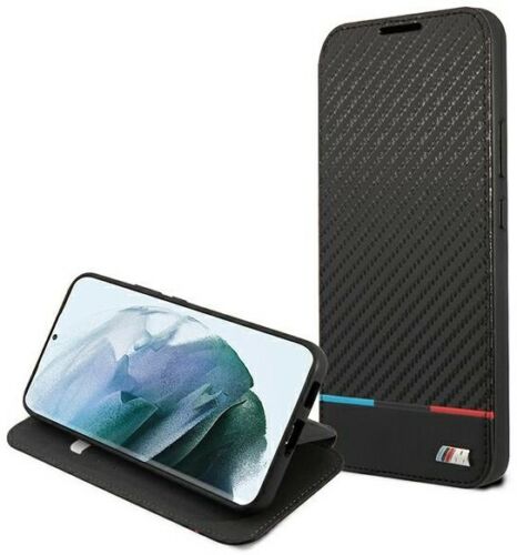 Genuine BMW Carbon Book Wallet Cover for Samsung S22