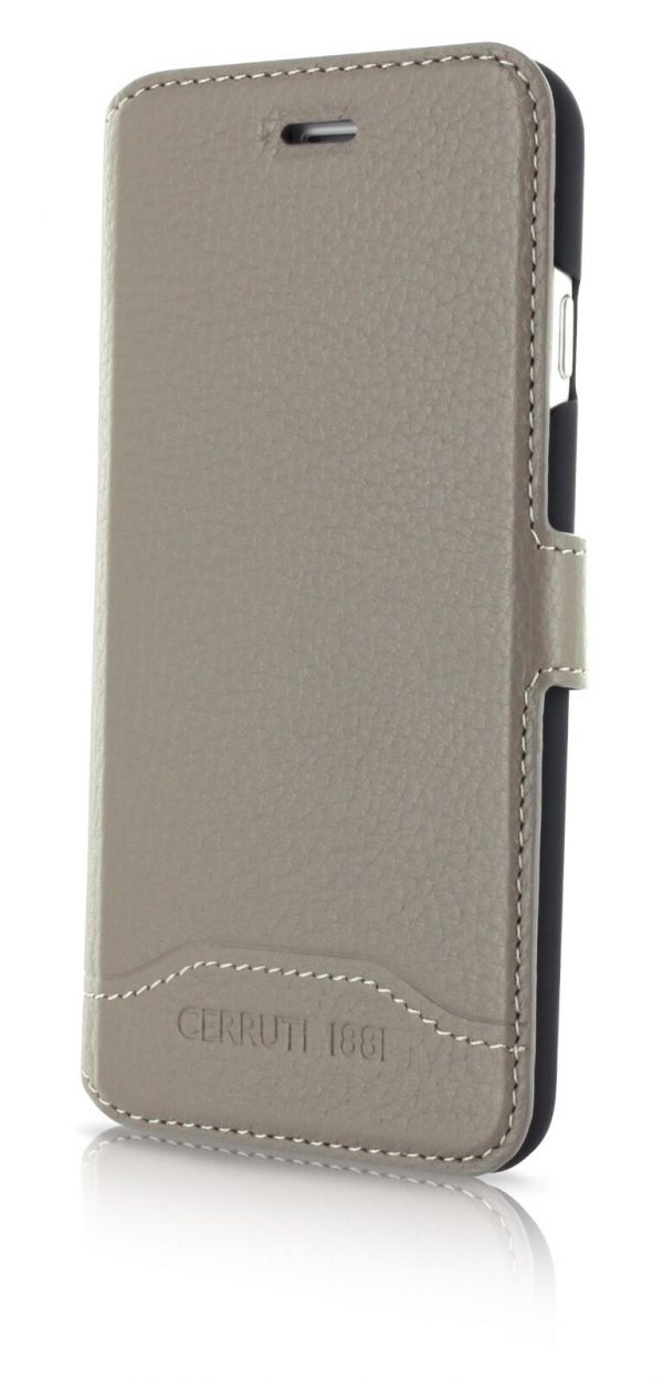 Genuine CERRUTI 1881 Taupe Signature Trim Book Leather Case for iPhone 8 & 7