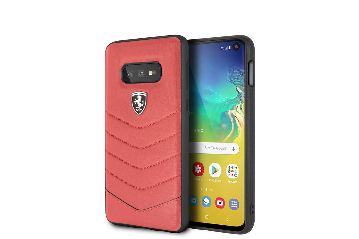 Genuine Ferrari Scuderia Quilted Leather Case Cover For Samsung S10e