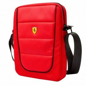 Genuine Ferrari Urban Tablet Bag Black with Red Piping 8"