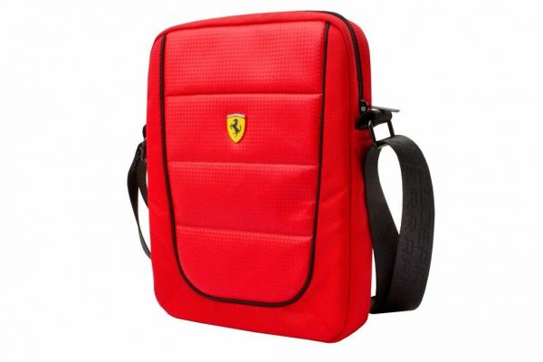 Genuine Ferrari Urban Tablet Bag Black with Red Piping 8"