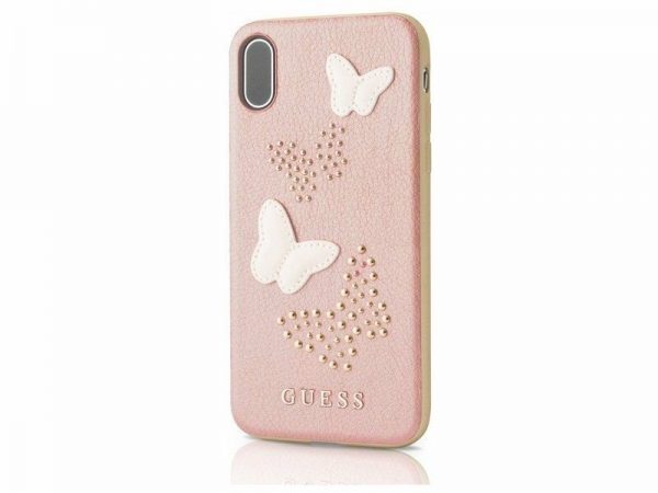 Genuine GUESS Studs & Sparkles Butterfly Case for iPhone X in Rose Gold