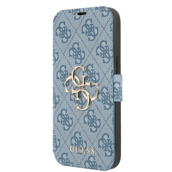 Genuine Guess 4G Metal Logo Hard Bookcase Cover For iPhone 13 Pro - Blue