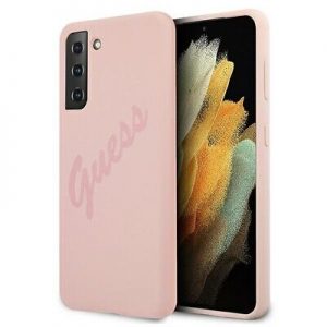 Genuine Guess Vintage Pink Silicone Hardcase Cover for Samsung Galaxy S21 5G