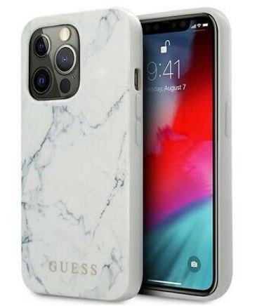 Genuine Guess White Marble Hard Case Cover For Apple iPhone 13 Pro