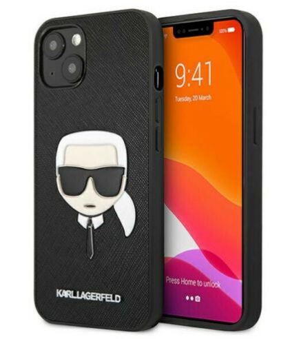 Genuine Karl Lagerfeld Karl's Head Saffiano Case For iPhone 13 - Black