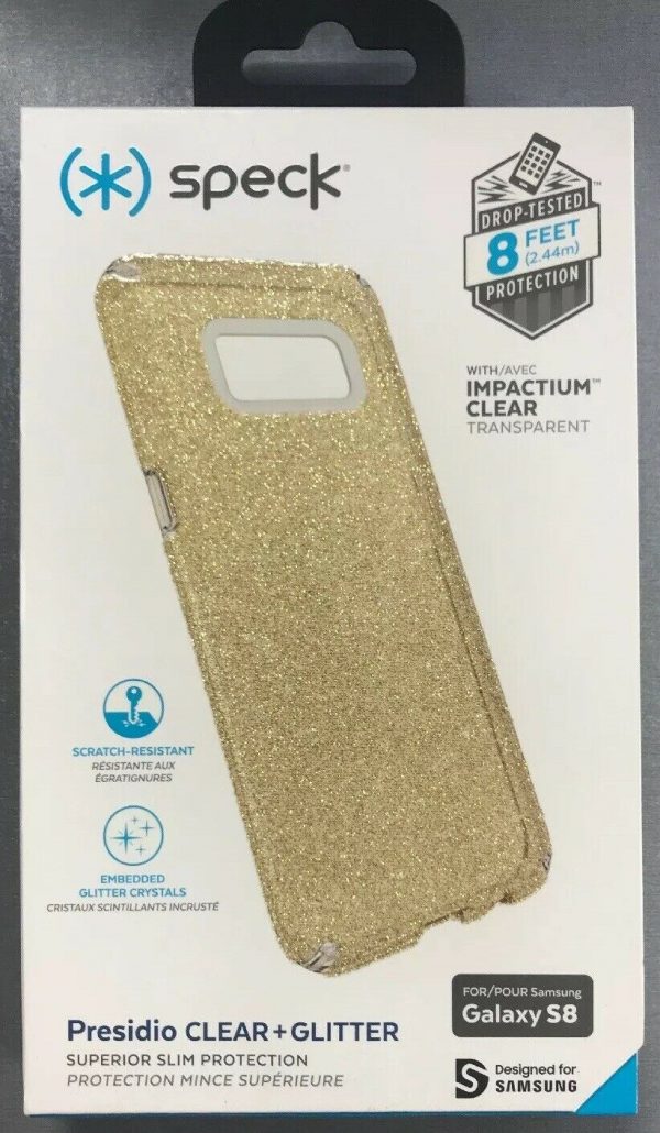 Genuine Speck Presidio Clear Glitter Impact Case for Samsung Galaxy S8