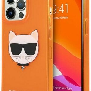 Karl Lagerfeld Choupette Head Kryt Pro Silicone Case for iPhone 13 Pro Max orange