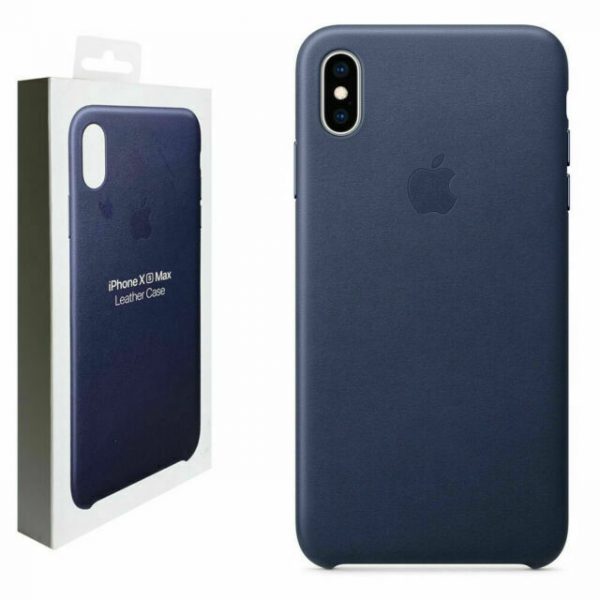 Official Apple Genuine Leather Rear Case Cover for iPhone XS Max - Midnight Blue