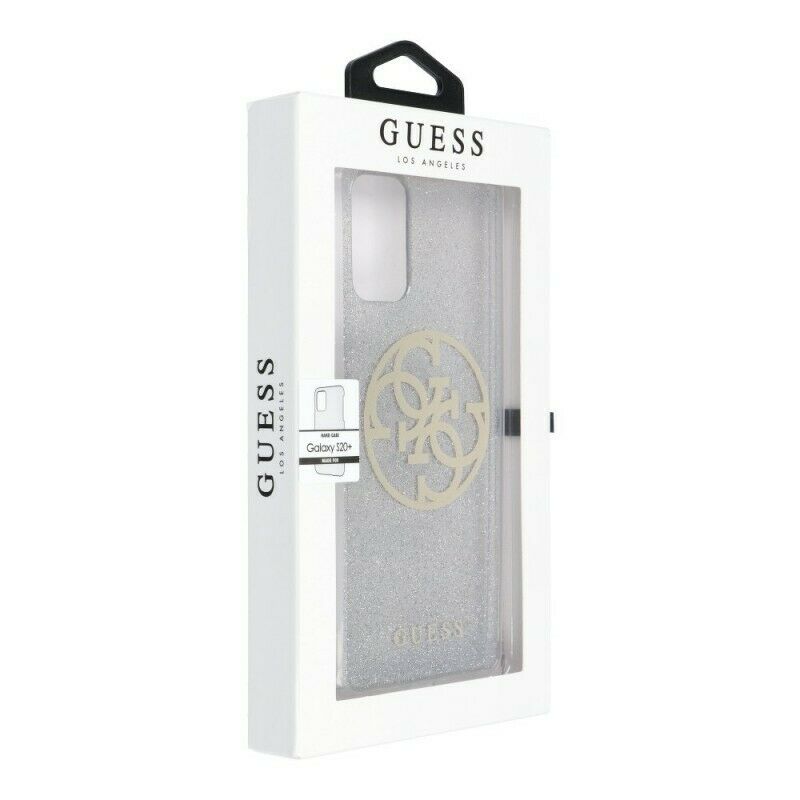 Genuine GUESS Circle Logo Transparent Glitter Hard Case For Samsung S20+