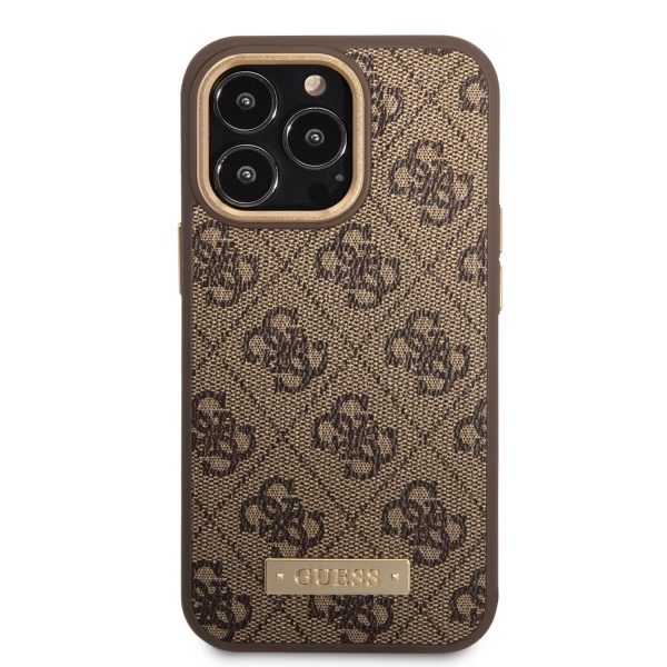 Genuine Guess 4G MagSafe Compatible Back Cover for iPhone 13 Pro Max - Brown