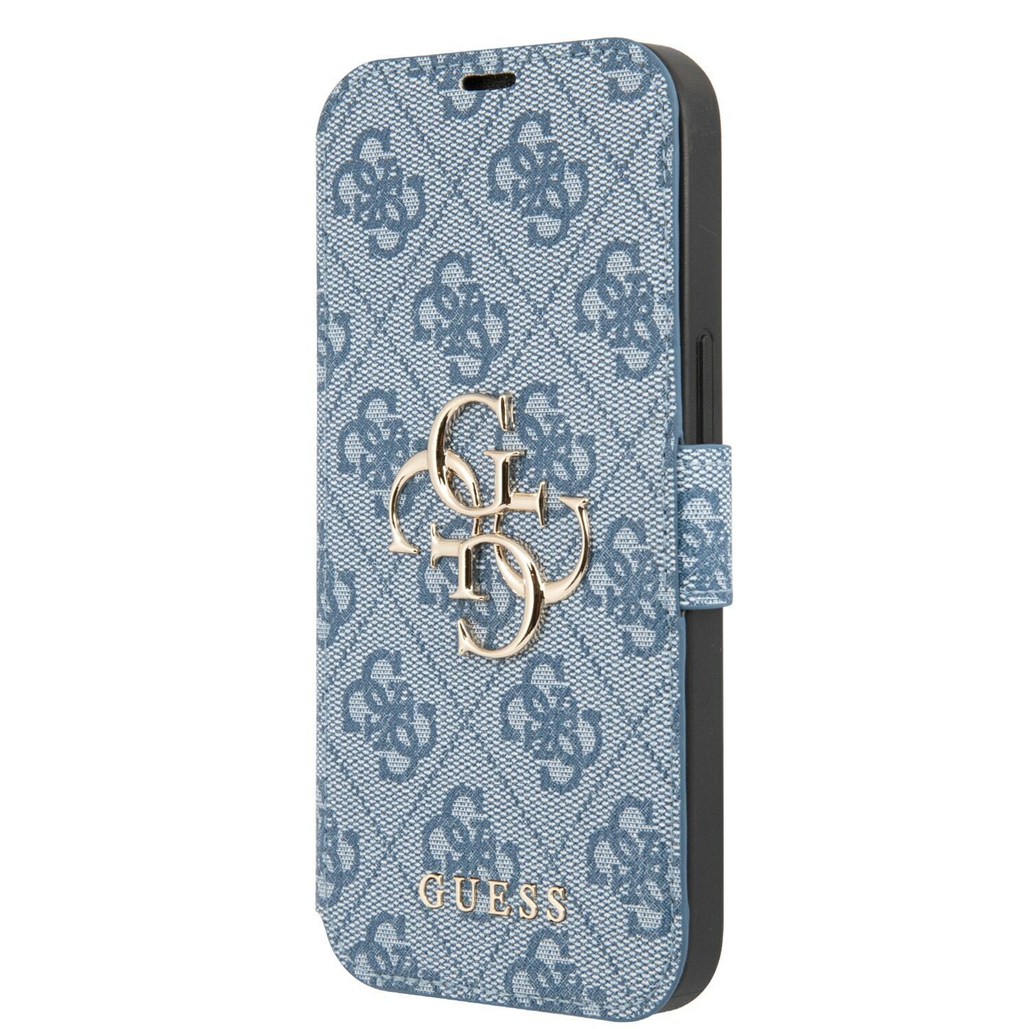 Genuine Guess 4G Metal Logo Impact Bookcase Cover For iPhone 13 Mini - Blue