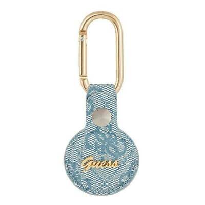 Genuine Guess Apple AirTag Keychain 4G Leather Script Blue Cover