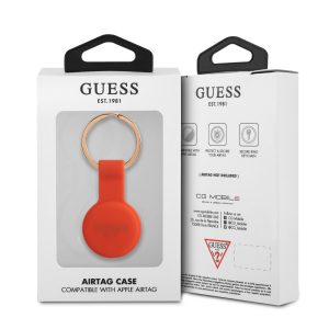 Genuine Guess Apple AirTag Keychain Classic Logo Silicone Orange Cover