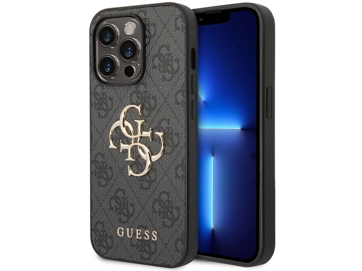 Genuine Guess Hard Case 4G Metal Logo for iPhone 14 Pro - Grey